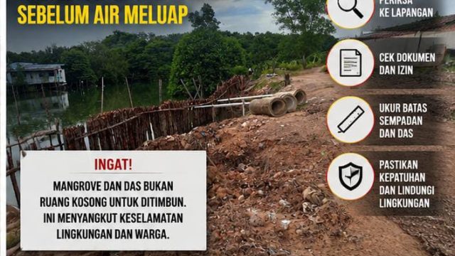 Diduga Timbun Mangrove dan Aliran Air di Tanjung Riau, Pengawasan Proyek Dipertanyakan